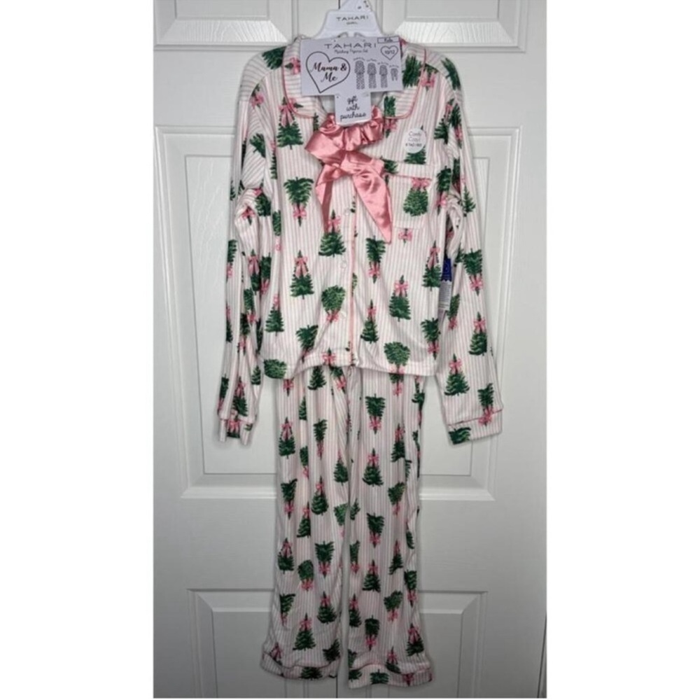 Tahari Christmas Trees & Bows Mama & Me Toddler Pajama Set Size 2T/4T Viral PJs